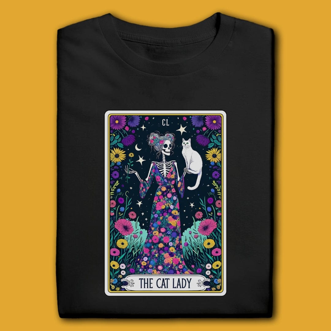 Printify T-Shirt Black / S The Cat Lady Tarot T-Shirt