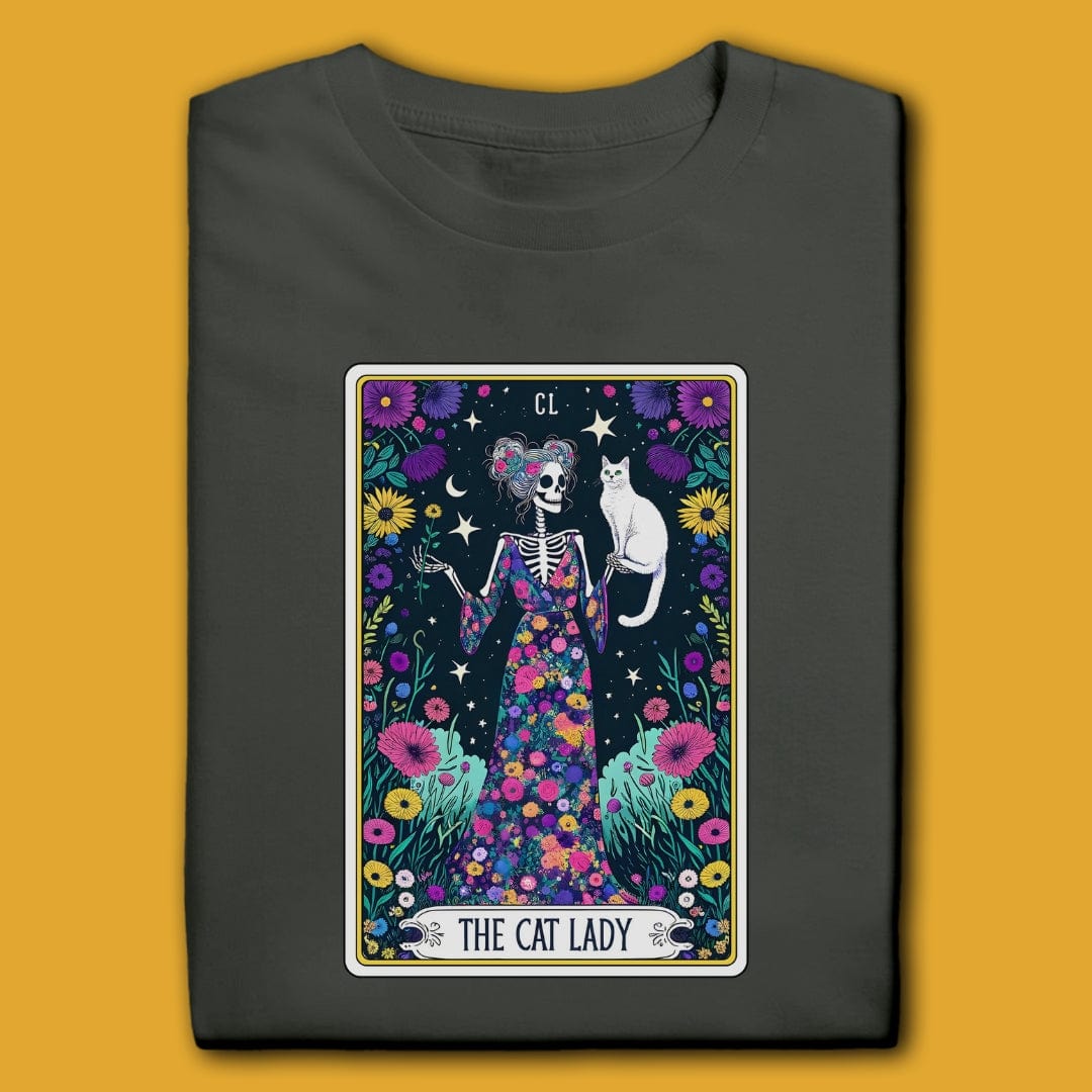 Printify T-Shirt Charcoal / S The Cat Lady Tarot T-Shirt
