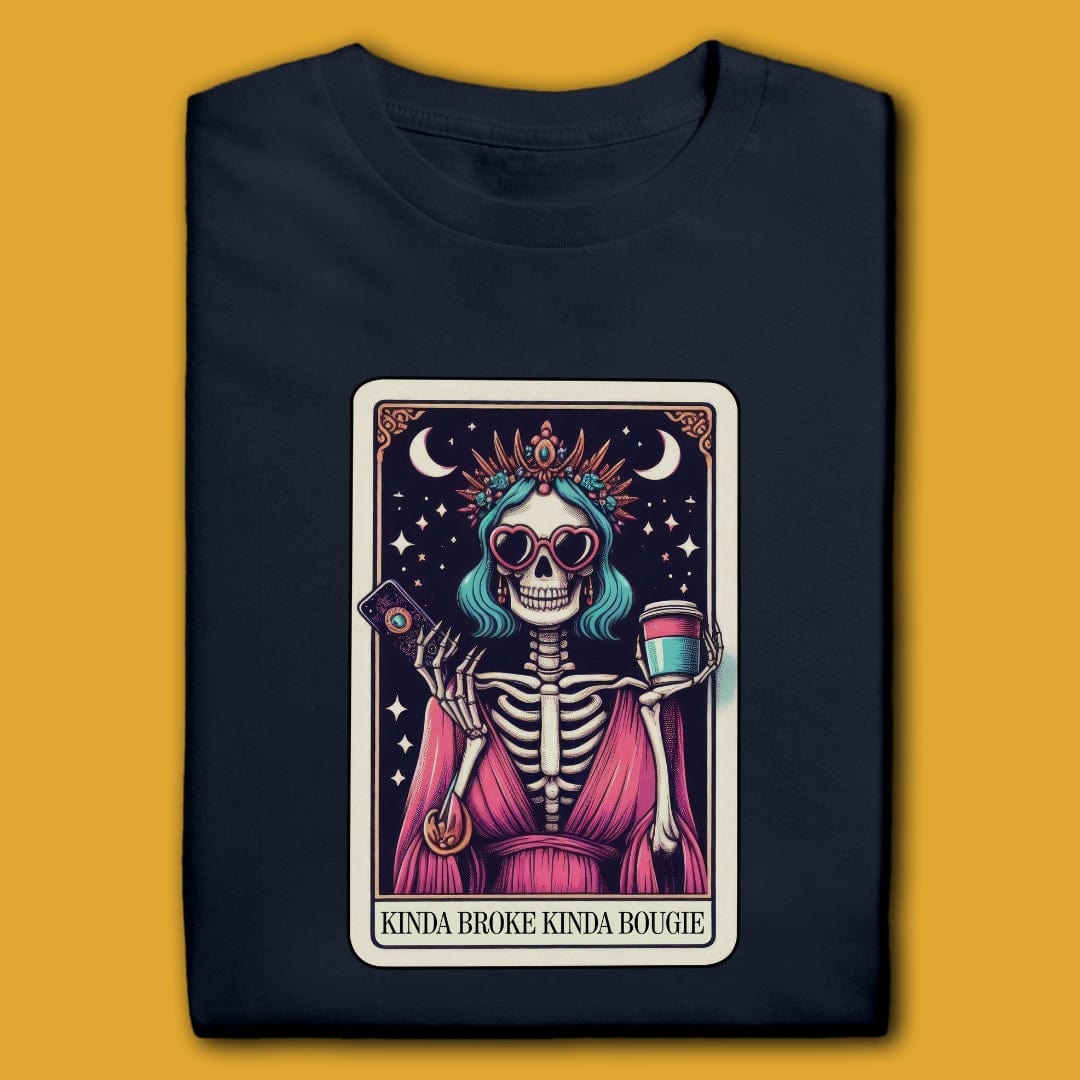 Printify T-Shirt Navy / S Kinda Broke, Kinda Bougie T-Shirt