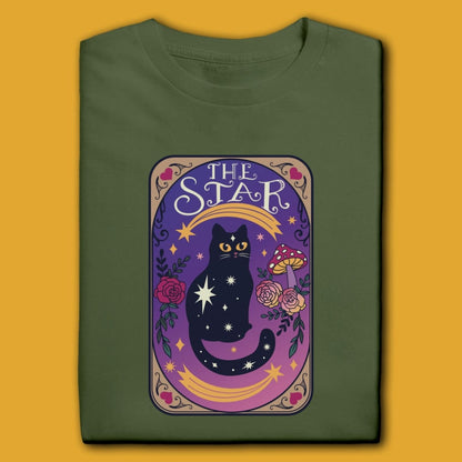 Printify T-Shirt Military Green / S The Star Cat T-Shirt