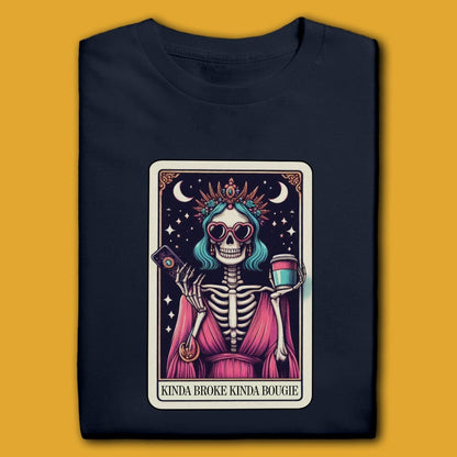 Printify T-Shirt Navy / S Kinda Broke, Kinda Bougie T-Shirt