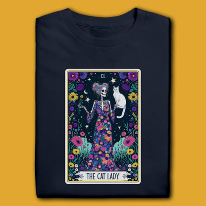 Printify T-Shirt Navy / S The Cat Lady Tarot T-Shirt